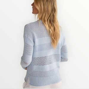 Haven Well Within Organic Cotton Pointelle Knit Sweater Womens Large Coastal New